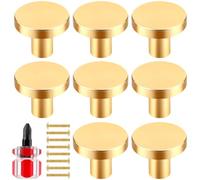 NQEUEPN 8pcs Cabinet Knobs, Round Dresser Pull Knob Furniture Closet Wardrobe Pull Door Handle with 8 Screws Cupboard Drawer Mushroom Pulls Kitchen Cabinet Hardware with a Mini Screwdriver (Gold)