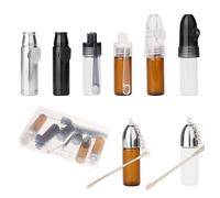 NQEUEPN 8pcs Portable Spice Container, Spice Dispenser Bottle Leakproof Storage Bottles Mini Glass Vials with Spoon for Outdoors Travel Camping