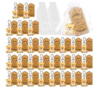 NQEUEPN 90pcs Thank You Silicone Key Chains, Cute Rubber Bear Keyring Keychains with White Organza Bags Thank You Cards Employee Appreciation Gift for Coworker Staff Employees Colleagues