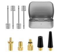 NQEUEPN 9pcs Bicycle Valve Adapter Set, Brass Bike Tire Valve Adapter Kit with Ball Pump Needles Attachments Inflation Nozzle Air Inflator Balloon Pump Tool for Presta Schrader Bikes Sports Balls