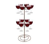 NQEUEPN Champagne Display Stand, Cocktail Drinks Tree Stand 2 Tiers 12 Holders Metal Champagne Tower Stand Wine Glass Drink Cup Shelves Rack for Beverage Cocktails Martini Margarita Bar Party