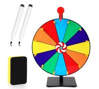 NQEUEPN Color Spinning Prize Wheel, 12 Slots Tabletop Prize Wheel Spinner with Dry Erase and Marker 12 Inch Roulette with Stand for Trade Shows Holiday Activities Carnival Spin Fortune Game
