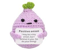 NQEUEPN Crochet Onion, Mini Funny Onion Life Doll Cute Creative Knitted Onions Interesting Onion Holding Card Cheer up Gifts for Emotional Support Decoration Encouragement (Purple)