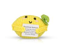 NQEUEPN Funny Positive Lemon, 4 Inch Crochet Potato Toys Doll with Encouragement Card Hand Knitted Cute Emotional Lemon Toy Lemon Decorative Doll for Home Office Bedroom Decoration Gift