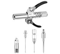 NQEUEPN Grease Gun Needle Nozzle Kit, 5pcs Needle Tip Grease Needle Dispenser Hardened Steel Grease Injector Double Handle Coupler Grease Injection Fitting Tool for Narrow Space & Deep Hole Metal
