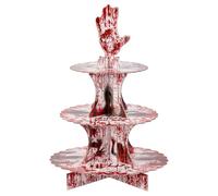 NQEUEPN Halloween Cupcake Stand, 3 Tier Cupcake Holder Horror Bloody Cupcake Tower Cardboard Dessert Tower Cake Stand Serving Tray for Halloween Party Favors Decoration Supplies