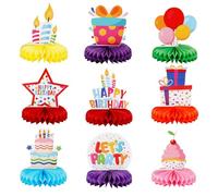NQEUEPN Happy Birthday Decorations Set, Colorful Table Center Pieces Decoration for Birthday Festive Table Centerpieces Creative Honeycomb Ball Decorations for Kids' Birthday Party Supplies