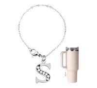 NQEUEPN Letter Charm for Stanley Cup, Rhinestones Alphabet Pendant Personalized Name ID Alphabet Handle Charm Letter Pendant for Stanley Accessories (Letter S)