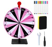 NQEUEPN Lucky Spinning Prize Wheel with Stand, 24 Slot Spin the Wheel Durable Base Swivel Wheels Lottery Wheel Tabletop Spinner Roulette Wheel Raffle Wheel for Fortune Game Party Game Set (Pink)