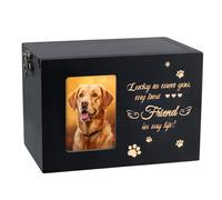 NQEUEPN Pet Urns for Dogs/Cats Ashes, Wooden Pet Memorial Urns Funeral Pet Cremation Urns with Photo Frame & Flannel as Lining Pet Memory Box Memorial Keepsake for Loss Pet Remembrance Gift