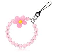 NQEUEPN Pink Pearl Phone Charms Strap, Cute Phone Keychain Decoration Phone Chain Lanyard Wristlet Beaded Phone Chain for Cell Phone Wallet Camera Earphone Handbag Ornament Women Gift