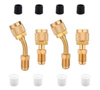 NQEUEPN R410A Mini Split Adapter Kit, 2 Straight Adapter & 2 Angled Refrigerant Hose Adapter 5/16in Female to 1/4in Male Adapter Coupler Charging Vacuum Port Adapter for Air Conditioning Repair HVAC