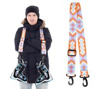 NQEUEPN Ski and Boot Carrier Straps, Adjustable Skate Strap with 360° Swivel Buckle Ski Shoulder Strap Roller Skate Leash Ski Accessories for Skiing, Snowboarding (Purple Blue)