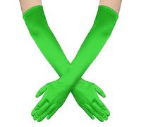 NQEUEPN Women Long Gloves, Long Elbow Satin Gloves 21" Stretchy 1920s Opera Gloves Hand Care Moisturizing Gloves for Women Girls Evening Party Dance(Dark Green)