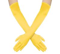 NQEUEPN Women Long Gloves, Long Elbow Satin Gloves 21'' Stretchy 1920s Opera Gloves Hand Care Moisturizing Gloves for Women Girls Evening Party Dance(Yellow) (D15480-493)