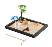 NQEUEPN Zen Garden Kit for Desk, Japanese Mini Zen Sand Garden Box Zen Desk Decor Mini Beach Zen Garden with Tray Sand Tool Desktop Meditation Accessory Gift for Home Office, Women: 20-22, Black
