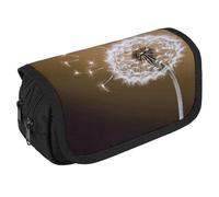 NQHJT Pencil Pouch Blown Dandelion Blossom Large Capacity Pencil Case Double Zipper Storage Bag 2 Compartments Portable Multifunctional Bag Desk Organizer Marker Pen Case
