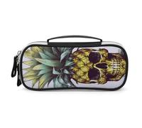 NQHJT Wide Opening Pencil Case for Men Large Capacity Pencil Pouch Organizer Cool Skull Pineapple Portable Aesthetic Pencil Bag Stationery Marker Pouch Makeup Bag Organizer