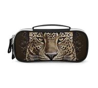 NQHJT Wide Opening Pencil Case for Men Large Capacity Pencil Pouch Organizer Patterned Leopard Head Portable Aesthetic Pencil Bag Stationery Marker Pouch Makeup Bag Organizer