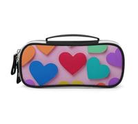 NQHJT Wide Opening Pencil Case for Men Large Capacity Pencil Pouch Organizer Rainbow-colored Love Hearts Portable Aesthetic Pencil Bag Stationery Marker Pouch Makeup Bag Organizer