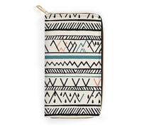 NQHJT Womens Wallet Boho Triangle Stripes Leather Wallet for Women Multi-Pocket Long Wallet Ultra Slim Thin Wallet with Zipper Pocket for Work Shopping, style, 19.7x10.5cm