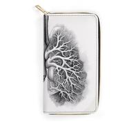 NQHJT Womens Wallet Lungs Vector Image Leather Wallet for Women Multi-Pocket Long Wallet Ultra Slim Thin Wallet with Zipper Pocket for Work Shopping, style, 19.7x10.5cm