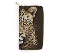 NQHJT Womens Wallet Patterned Leopard Head Leather Wallet for Women Multi-Pocket Long Wallet Ultra Slim Thin Wallet with Zipper Pocket for Work Shopping, style, 19.7x10.5cm