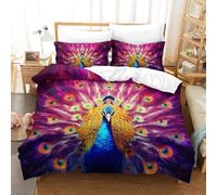 NQHXLRUDC 3D Printed Duvet Cover Set Peacock Microfiber Comforter Cover with Hidden Zipper with Pillow Case Bedding Cover for Kids Boys Girls Adult King（220x240cm）