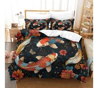 NQHXLRUDC 3D Printing Duvet Cover Set Koi Carp Comforter Cover With Pillow Cases Set Bedding Cover for Women & Men’s Child Bedroom, Guestroom Super King（260x220cm）