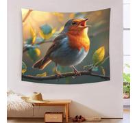 NQHXLRUDC 3D Robin Bird Print Wall Blanket Home Decoration Bedding Poster Wall Art Tapestry Wall Hanging Tapestry Soft Polyester for Bedroom Living Room Dorm Home Decorations 70cmx100cm