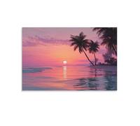 NQHXLRUDC Beach Sunset Canvas Wall Art Giclee Canvas Cultural Landscape Eclectic Wall Decor Cultural Landscape Artwork Natural for Home Decorations 12x18inch(30x45cm)