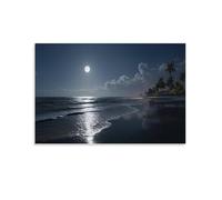 NQHXLRUDC Night Beach Canvas Wall Art Giclee Canvas Cultural Landscape Eclectic Wall Decor Cultural Landscape Giclee Artwork Natural for Home Decorations 16x24inch(40x60cm)