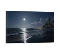 NQHXLRUDC Night Beach Canvas Wall Art Picture Print Cultural Landscape High Definition Printing Cultural Landscape Giclee Artwork Natural for Living Room Bedroom 12x18inch(30x45cm)
