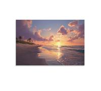 NQHXLRUDC Sunset Beach Canvas Wall Art Giclee Canvas Cultural Landscape Eclectic Wall Decor Cultural Landscape Artwork Natural for Living Room Bedroom 12x18inch(30x45cm)