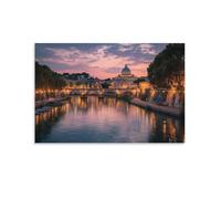 NQHXLRUDC The Tiber River in Rome Canvas Wall Art Picture Print Cultural Landscape Giclee Cultural Landscape Giclee Artwork Natural for Home Decorations 08x12inch(20x30cm)