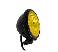 Nqimgv Motorbike Headlight For Suzuki For Cafe For Racer 4.5" Classic Motorcycle Headlight 55w/60w H4 Halogen Bulb Parts(Gloss Black Yellow)