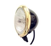 Nqimgv Motorbike Headlight For Suzuki For Cafe For Racer 4.5" Classic Motorcycle Headlight 55w/60w H4 Halogen Bulb Parts(Copper Bezel Clear)