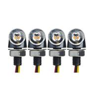 Nqkcuac Motorcycle Headlight For Cafe For Racer For Bobber For Chopper 8mm Small LED Turn Signal Light DRL Aluminium Indicator Front Rear Tail Brake Lamp Spotlights(4Piece Red Amber)