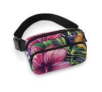 NQLYRE Waist Bag Crossbody Bag with Multiple Pockets with Adjustable Strap Travel Tropical Floral Pattern Printed Chest Bag Fanny Pack for Men Women for Sports, 20x13cm, style, style, 20x13cm, Belt