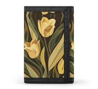 NQLYRE Wallet Minimalist Trifold Yellow FlowerArt Printed Wallet Card Holder Gift Coin Purse Passport Wallet for Men Women, style, style, One Size, Casual