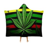 NQLYUT Blanket Hoodie Poncho Blanket Sweatshirt Weed Striped Wearable Throw Blanket Throw Cape Gifts Blanket Hooded for Adult, Weed Striped, 60"x80"