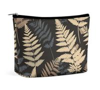 NQLYUT Makeup Bag Portable Cosmetic Bag A Few Animal Toiletry Bag Makeup Organizer Case Large Capacity Zipper Pouch Travel Toiletry Pouch for Women Men, Plants on Black Background, One Size, Art Deco