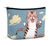 NQLYUT Makeup Bag Portable Cosmetic Bag Cartoon Santa Claus Toiletry Bag Makeup Organizer Case Large Capacity Zipper Pouch Travel Toiletry Pouch for Women Men, Cat grabbing meat, One Size, Art Deco