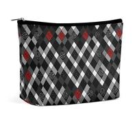 NQLYUT Makeup Bag Portable Cosmetic Bag Cartoon Santa Claus Toiletry Bag Makeup Organizer Case Large Capacity Zipper Pouch Travel Toiletry Pouch for Women Men, Checkered Rhombus Pattern, One Size, Art