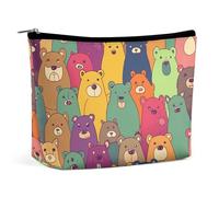 NQLYUT Makeup Bag Portable Cosmetic Bag Color Stones Hippie Toiletry Bag Makeup Organizer Case Large Capacity Zipper Pouch Travel Toiletry Pouch for Women Men, Colorful Bears, One Size, Art Deco