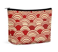 NQLYUT Makeup Bag Portable Cosmetic Bag Dog Wearing Hat Toiletry Bag Makeup Organizer Case Large Capacity Zipper Pouch Travel Toiletry Pouch for Women Men, With Red Waves, One Size, Art Deco