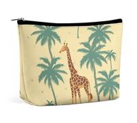 NQLYUT Makeup Bag Portable Cosmetic Bag Great White Shark Opens Mouth Toiletry Bag Makeup Organizer Case Large Capacity Zipper Pouch Travel Toiletry Pouch for Women Men, Giraffe palm tree, One Size,