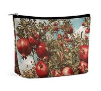 NQLYUT Makeup Bag Portable Cosmetic Bag Hand Drawn Small Fish Toiletry Bag Makeup Organizer Case Large Capacity Zipper Pouch Travel Toiletry Pouch for Women Men, Pomegranate Tree, One Size, Art Deco