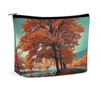 NQLYUT Makeup Bag Portable Cosmetic Bag Many Sushi Food Toiletry Bag Makeup Organizer Case Large Capacity Zipper Pouch Travel Toiletry Pouch for Women Men, Maple tree in autumn, One Size, Art Deco