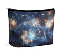 NQLYUT Makeup Bag Portable Cosmetic Bag Ocean Beach Toiletry Bag Makeup Organizer Case Large Capacity Zipper Pouch Travel Toiletry Pouch for Women Men, New Year Pyrotechnics, One Size, Art Deco